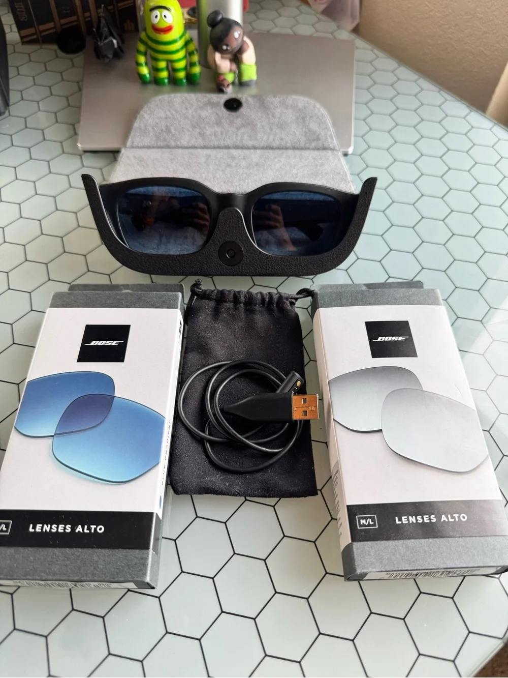 Bose Alto Bluetooth Audio Sunglass Frame with Blue and Sliver Replacement Lenses